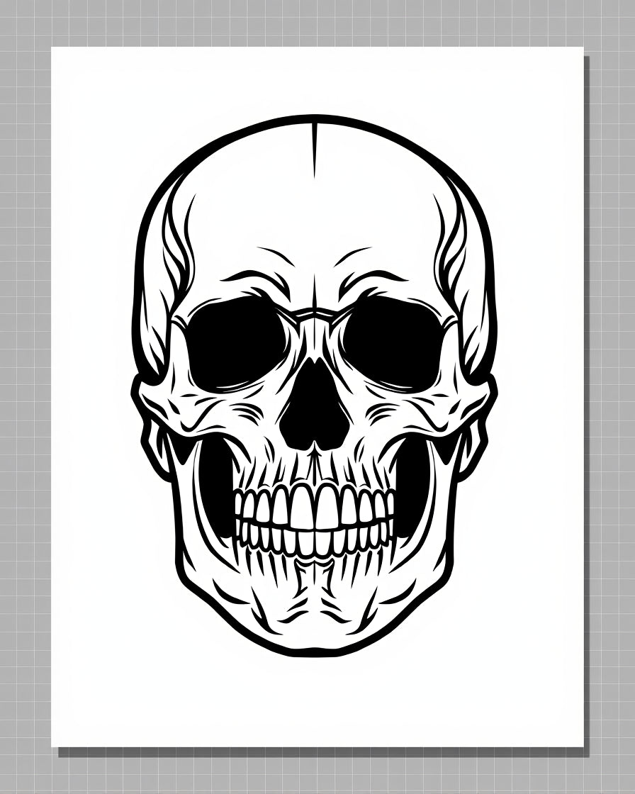 Bold Black Skull Close Up Rug