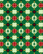 Green Red Plaid Diamond Tree Ornament Rug