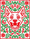Crimson Fox Floral Swirl Rug