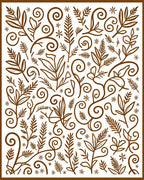 marrn Woodland Sprigs Swirls Ferns Rug