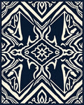 Navy Cream Abstract Symmetrical Symmetry Rug