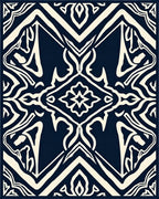 Navy Cream Abstract Symmetrical Symmetry Rug