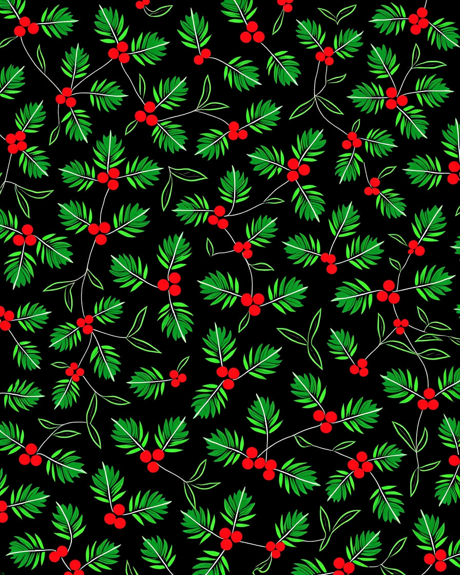 Dark Holly Berry Leaf Foliage Rug