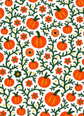 Orange Pumpkin Floral Vine Background Rug