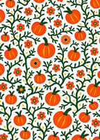 Orange Pumpkin Floral Vine Background Rug
