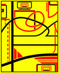 Bold Red Abstract Lines Yellow Rug