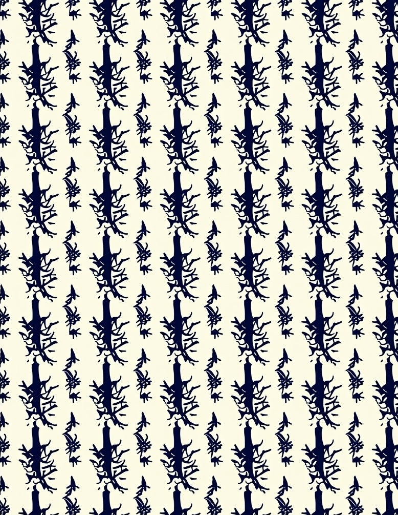 Dark Navy Abstract Organic Branch Rug