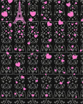 Pink Hearts Eiffel Tower Silhouette Rug