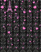Pink Hearts Eiffel Tower Silhouette Rug