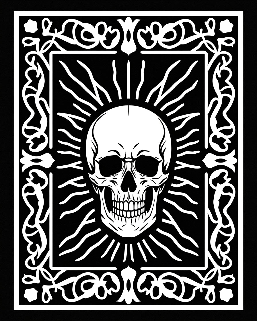 Gothic Skull Sunburst Frame Rug