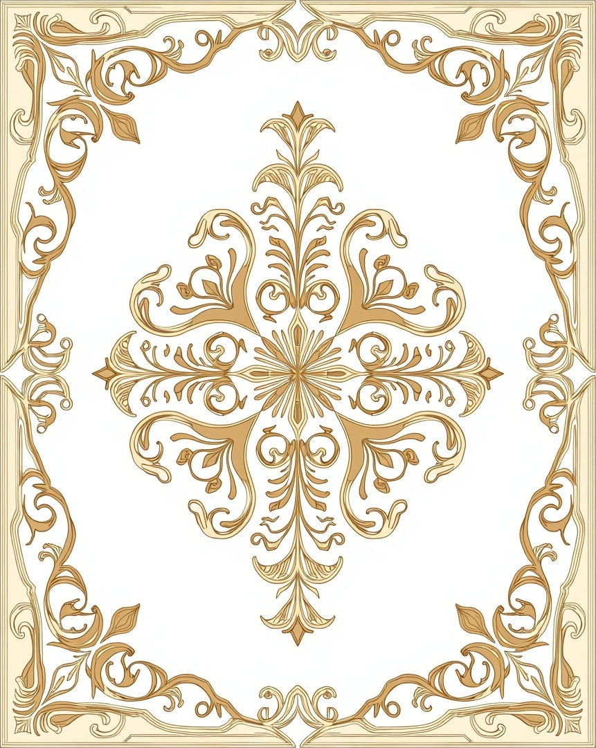 Golden Baroque Grand Medallion Accent Rug
