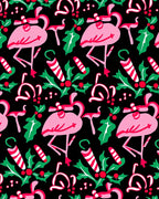 Pink Flamingo Christmas Holly Candy Cane Rug