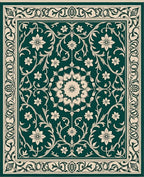 Emerald Vintage Floral Medallion Rug