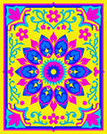 Vibrant Yellow Blue Pink Floral Mandala Rug