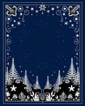 Deep Blue Woodland Snowy Starry Night Rug
