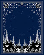 Deep Blue Woodland Snowy Starry Night Rug