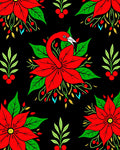 Fanciful Red Flamingo Poinsettia Garland Rug