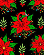 Fanciful Red Flamingo Poinsettia Garland Rug