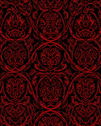 Crimson Red Ornate Damask Rug