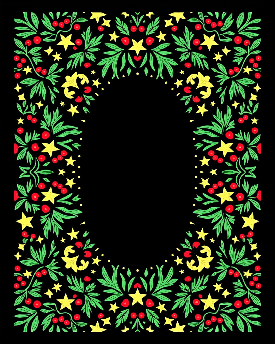 Folksy Green Berry Star Garland Rug