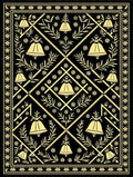 Black and Gold Bell Floral Lattice Rug