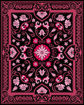 Dramatic Pink Floral Swirl Accents Rug