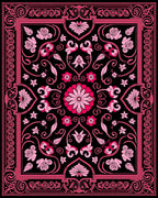 Dramatic Pink Floral Swirl Accents Rug