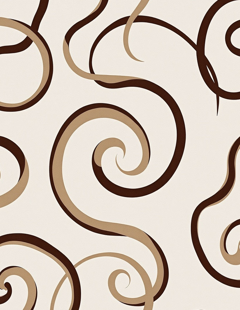 Earthy Brown Swirl Arabesque Rug