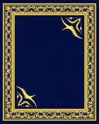 Rich Blue Gold Intricate Bird Frame Rug