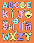 Whimsical Alphabet Faces And Letters Rug