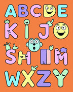 Whimsical Alphabet Faces And Letters Rug