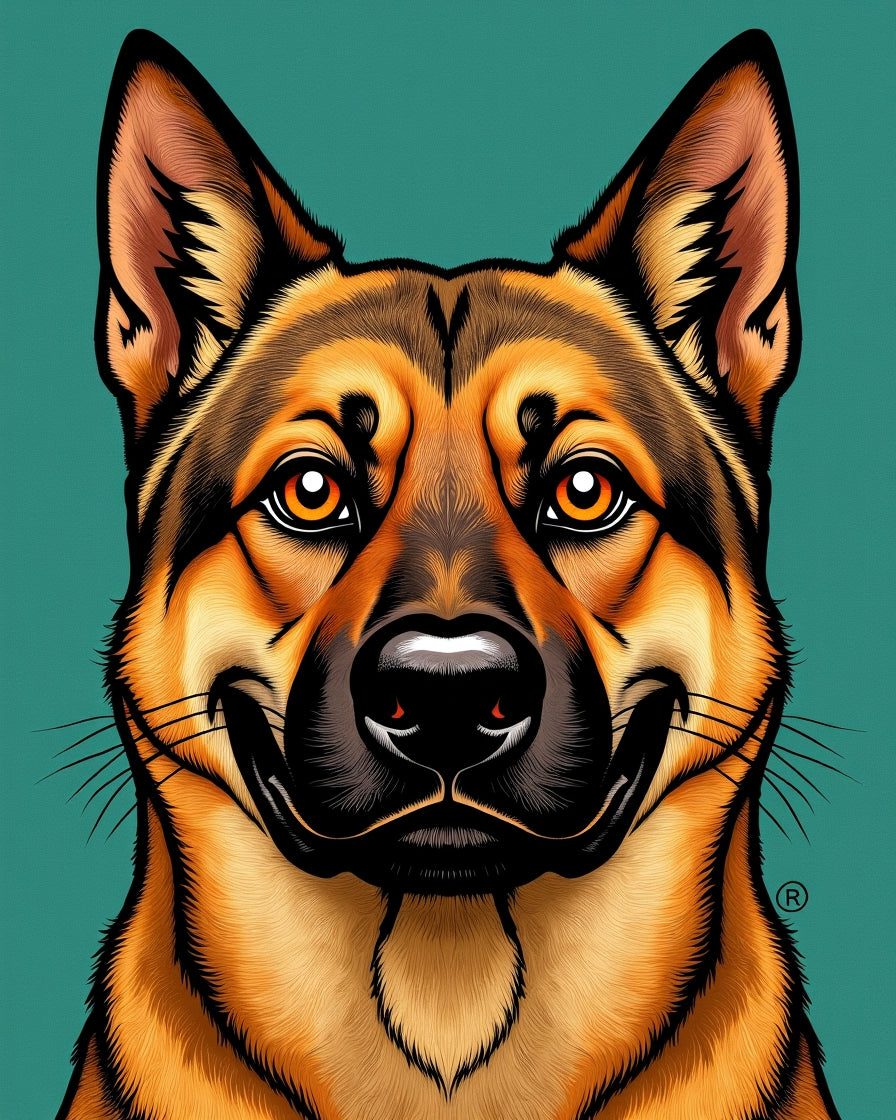 Majestic German Shepherd Amber Eyed Portrait Rug