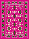 Vibrant Pink Green Diamond Starburst Rug