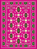 Vibrant Pink Green Diamond Starburst Rug