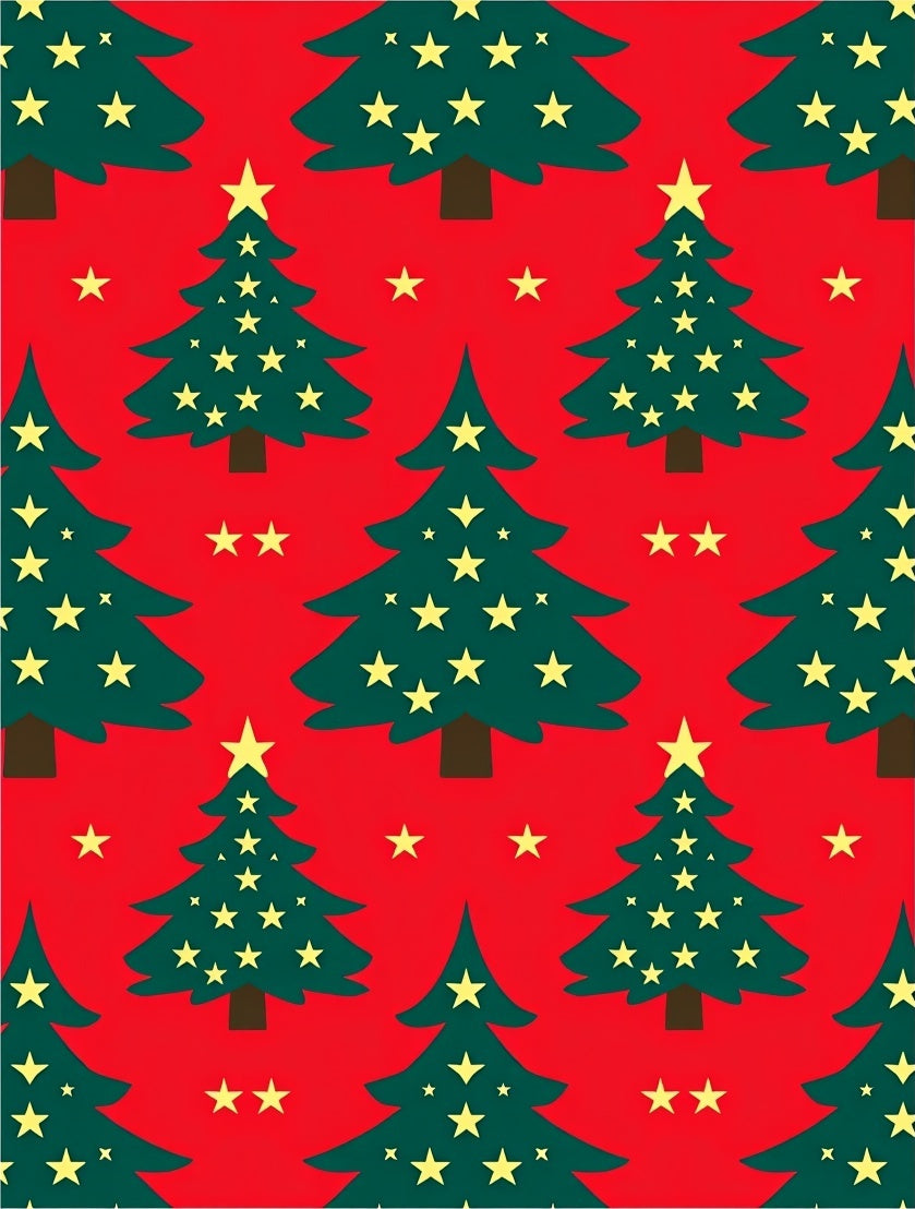 Festive Green Trees Yellow Stars Rug