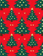 Festive Green Trees Yellow Stars Rug