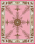 Pink Floral Sunburst Medallion Border Rug