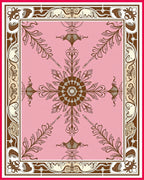 Pink Floral Sunburst Medallion Border Rug
