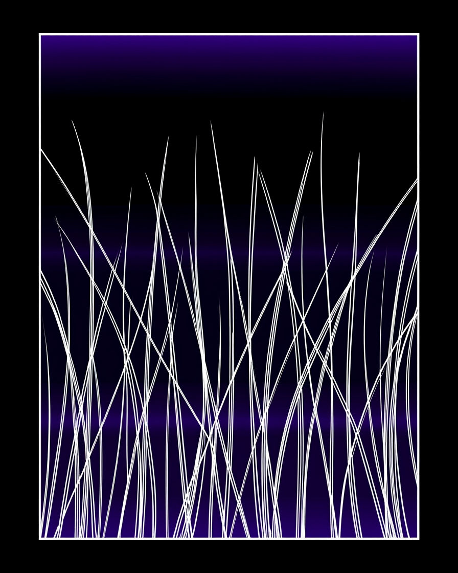 White Tall Grass Dark Purple Swirl Rug