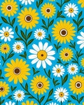 Vibrant Yellow White Daisy Garden Rug