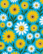 Vibrant Yellow White Daisy Garden Rug
