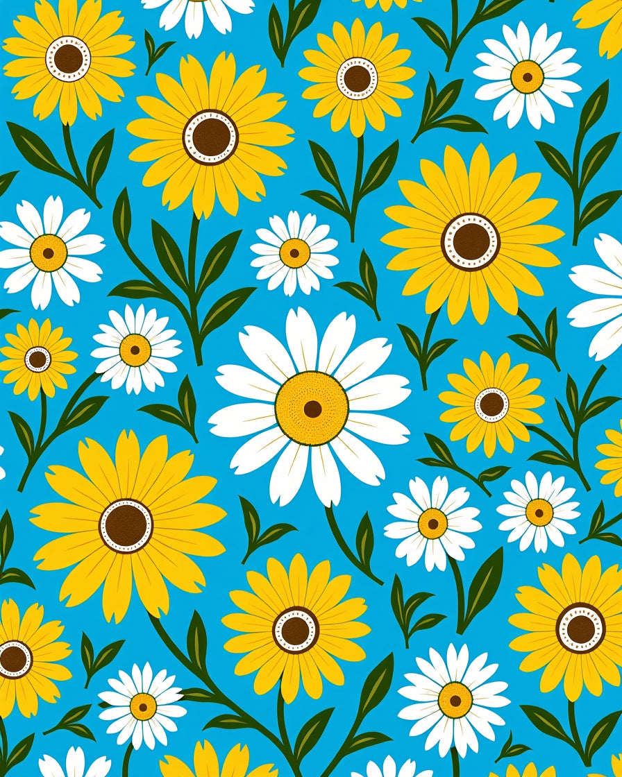 Vibrant Yellow White Daisy Garden Rug