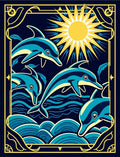 Golden Sun Dolphins Ocean Waves Rug