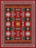 Crimson Red White Snowflake Medallion Rug