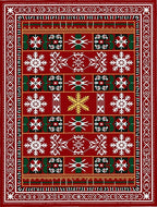 Crimson Red White Snowflake Medallion Rug