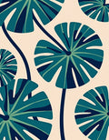 Tropical Teal Leaf Radiating Spoke Rug