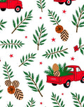 Red Truck Pine Branch Holiday Eggs Rug