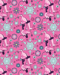 Pink Flamingo Snowflakes Collage Rug