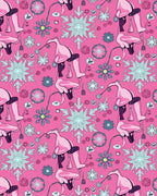 Pink Flamingo Snowflakes Collage Rug