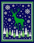 Green Stag Snowscape Forest Rug